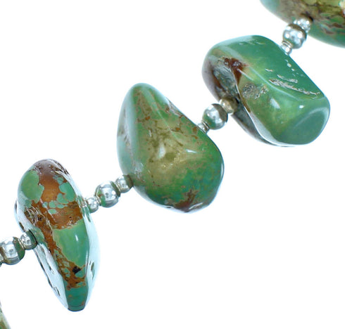 Genuine Sterling Silver Southwestern Turquoise Bead Necklace RX117559